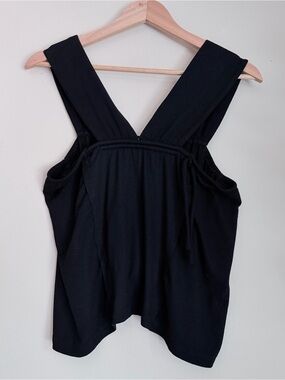 POL Black Wide-Strap Ribbed Tank Boho Beach Summer Top